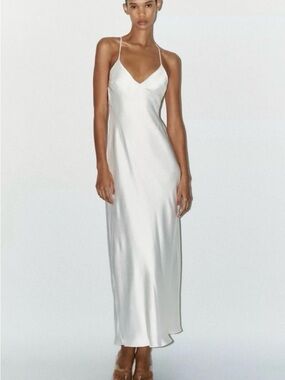Zara White Slip Maxi Dress